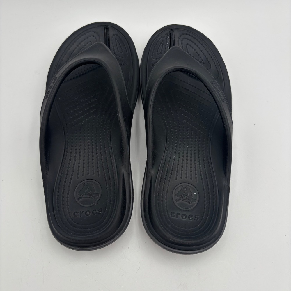 Crocs Kadee II Flip Flop Sandals Womens 11 Mens 9 Black Excellent Lightweight